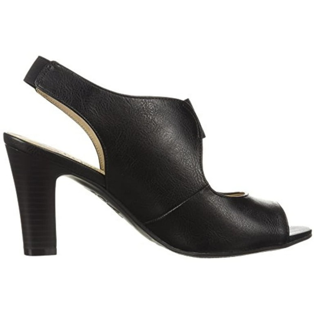 Life Stride Celestia Black Peep Toe Heels Size 7.5
